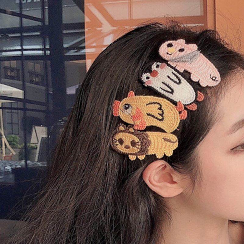 Kẹp Tóc Len Hình Hoạt Hình Xinh Xắn Cho Nữ