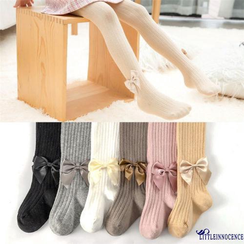 Quần tất cotton thoáng mát mềm mại trang trí nơ đáng yêu cho bé gái