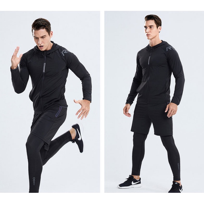 Áo Khoác Thể Thao Có Mũ Trùm Chất Liệu Co Giãn / Khô Thoáng Nhanh Chóng / Gió Thời Trang Cho Nam