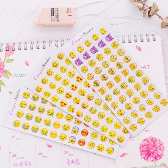 Set 12 Tờ Sticker Emoji Cảm XúcTrang Trí Sổ Sách Độc Đáo Clovershop68