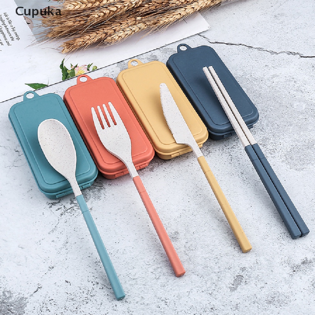 Bộ dụng cụ bàn ăn bằng lúa mạch có thể gấp gọn tiện dụng mang theo du lịch cắm trại