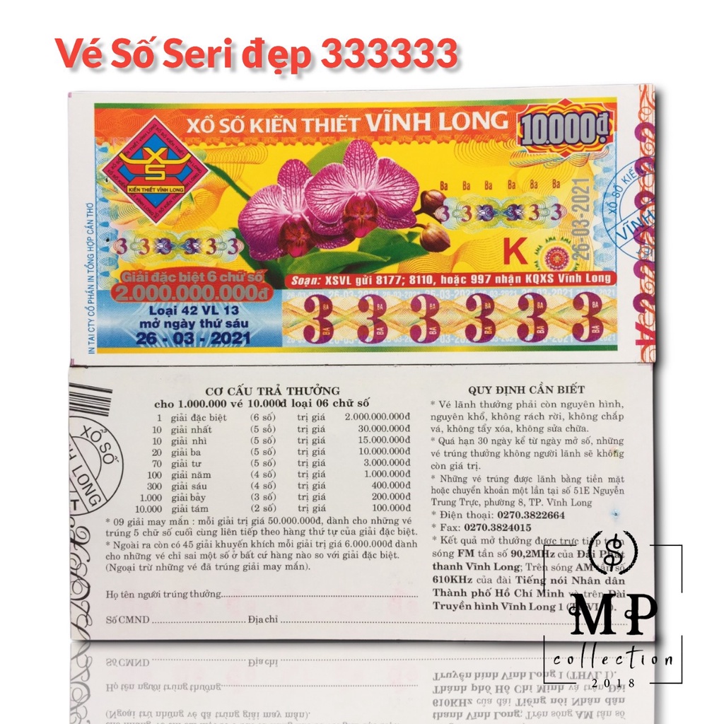 Vé Số Việt Nam Seri Đẹp full 333333 Các Tỉnh [Vé Số Xưa Sưu Tầm].