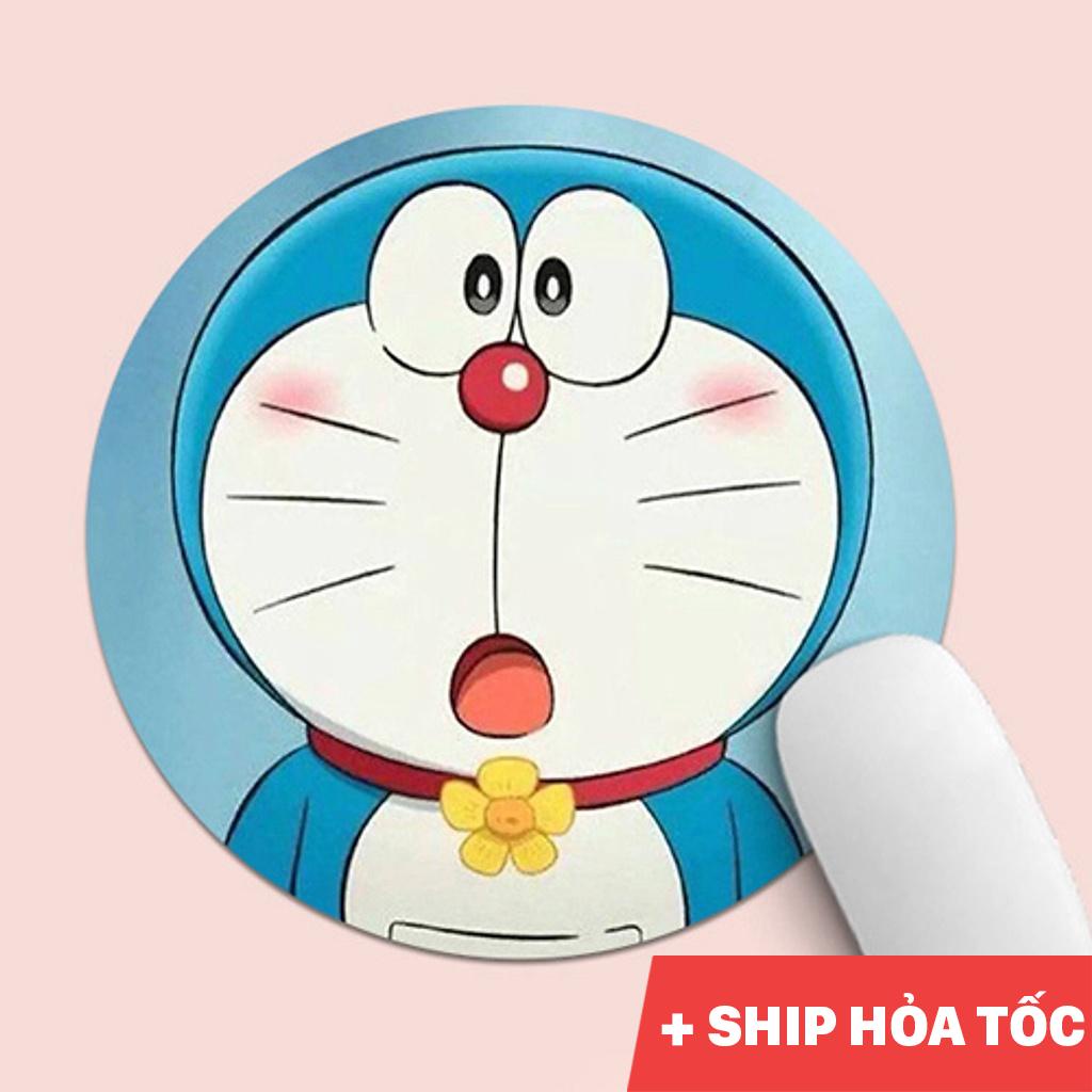 Lót chuột hình Doraemon tròn 20x20 cm chống trượt, siêu sắc nét, chống thấm nước VUALOTCHUOT