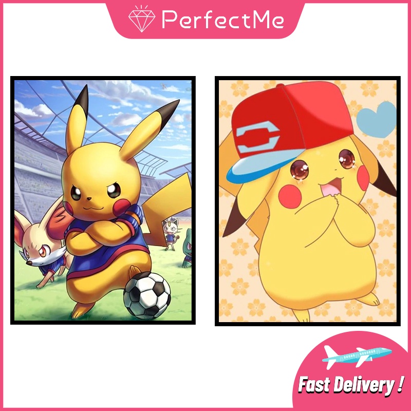 Bộ tranh đính đá 5D họa tiết Pokemon độc đáo kích thước 30x40cm DIY dùng trang trí nhà cửa