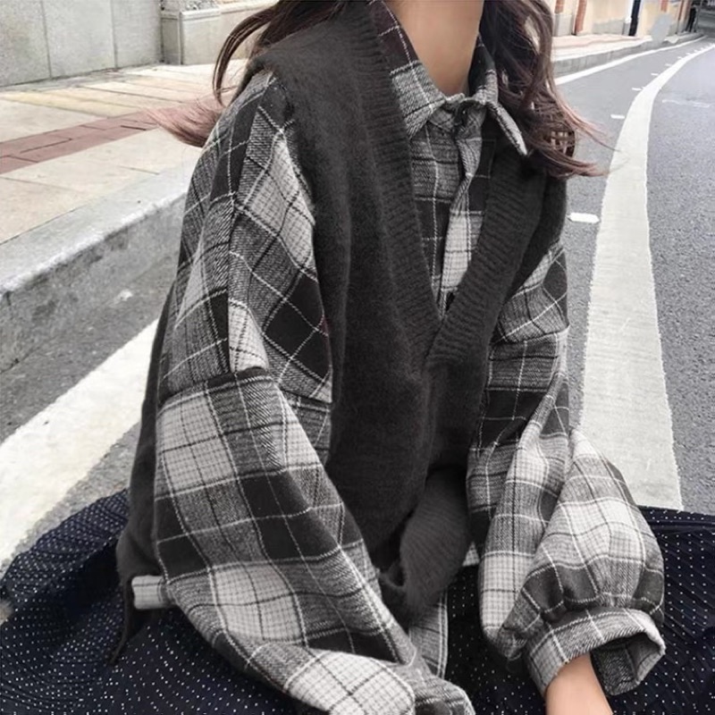 Order set áo gile + áo sơ mi kẻ caro BIGSIZE!!!