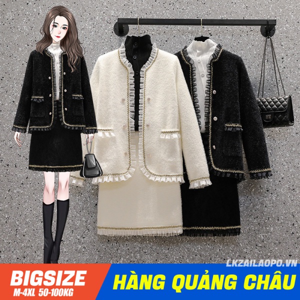 Sét bộ đồ nữ ⚡️𝐁𝐈𝐆𝐒𝐈𝐙𝐄⚡️ Áo sweater khoác kết hợp chân váy ngắn len Phong cách Hàn Quốc Thời Trang đi Chơi sang chảnh cá tính quảng châu cao cấp