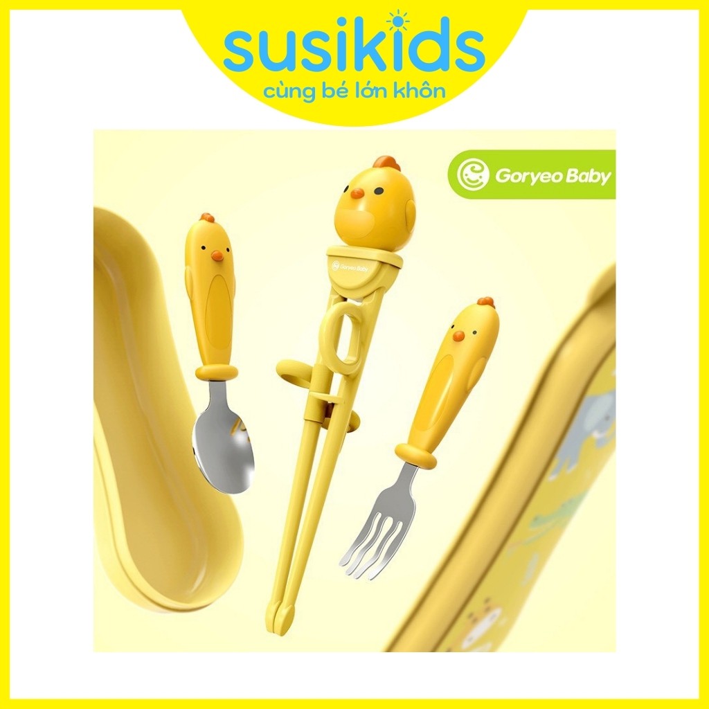 Đũa tập gắp cho bé Hàn Quốc kèm thìa và dĩa SUSIKIDS