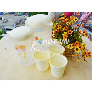 Bộ bình nước 4 cốc nhựa Kettle Hàn Quốc 1,5 lít chịu nhiệt cao đến 500 độ C