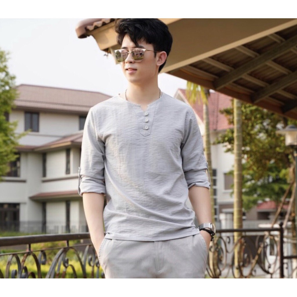 ✹Áo Đũi Nam dài tay Thiết kế Độc Lạ có khuy ở bắp thể gài thành lỡ hoặc ngắn SiZE TỪ 48KG - 98KG