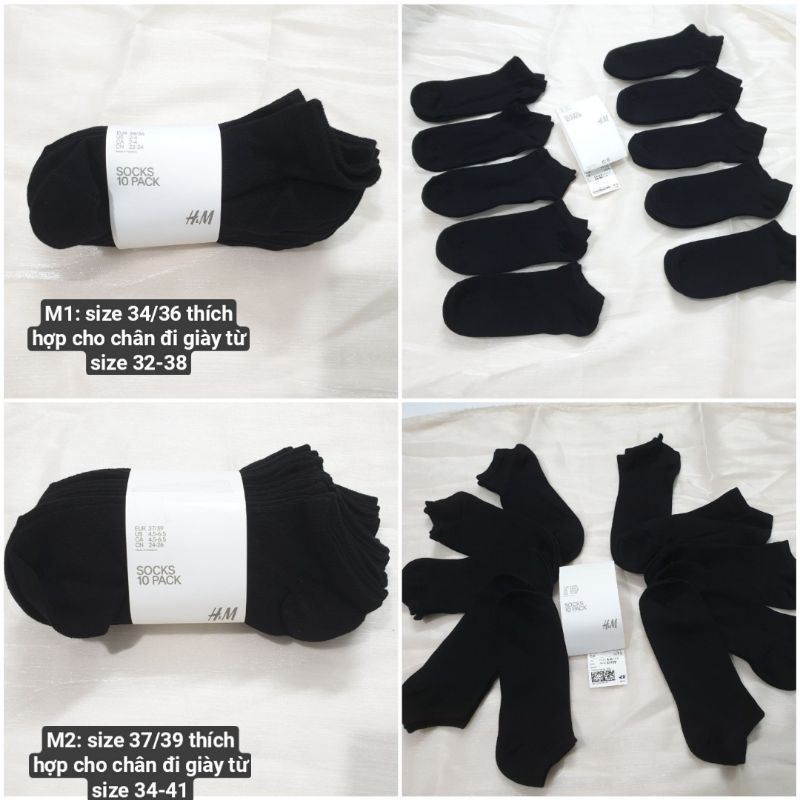 Combo 10 đôi tất HM đủ size cho chân đi giày từ 32-41 hàng Auth