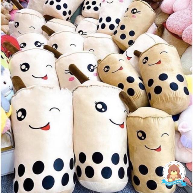 Gấu bông gối ôm nhồi bông cao cấp bình trà sữa size nhỏ