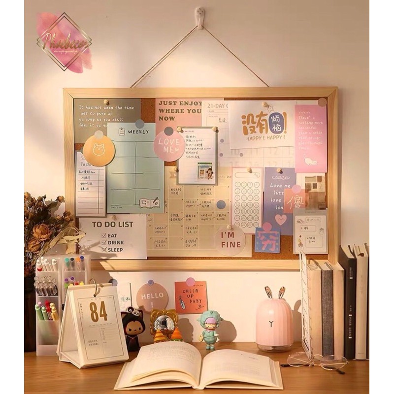 Bảng ghim bần dán ghi chú, plan, tranh ảnh, postcard -PB09