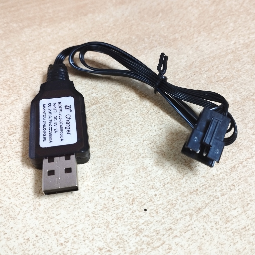 Dây sạc usb 7.4V dung lượng 500mA chân cắm SM4P sạc pin 14500, Lion 523450