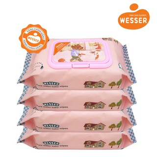 Bộ 4 gói khăn ướt Wesser 80 tờ (Màu hồng)