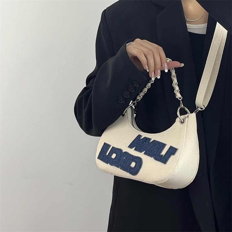 Túi Đeo Chéo denim yuanbao Thêu Họa Tiết Mới 2022 Gylb1622