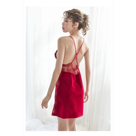 Váy ngủ nhung [ Tặng kèm quần chip ] chất cực đẹp, form yếm tôn vòng 1 | BigBuy360 - bigbuy360.vn