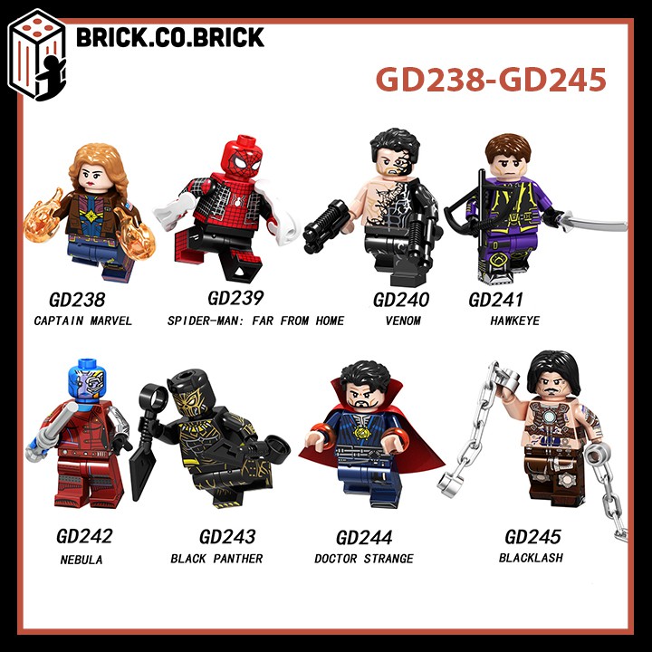 GD238 -&gt; GD245 (CÓ SẴN) -Đồ chơi lắp ráp minifigure nhân vật lego siêu anh hùng Marvel Avengers End Game.