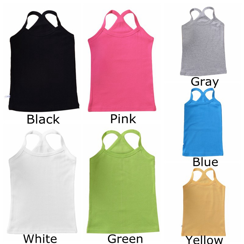 Áo cotton sát nách màu trơn cho bé gái