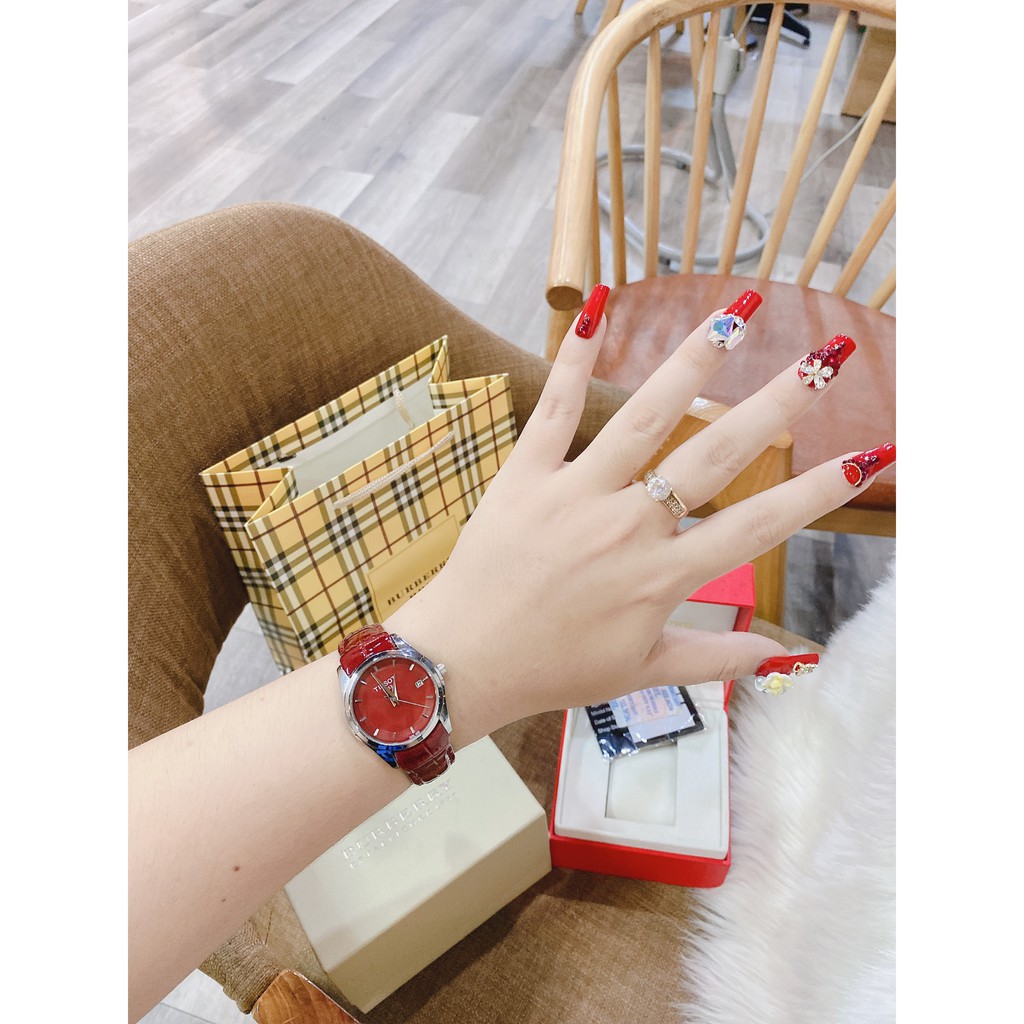 Đồng hồ nữ TIS OT full box dây da bóng, mặt chống xước donghoket