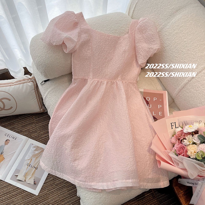 Đầm Công Chúa Tay Phồng Cổ Vuông Màu Hồng Phong Cách Pháp Ngọt Ngào Thời Trang Cho Nữ  tao bao