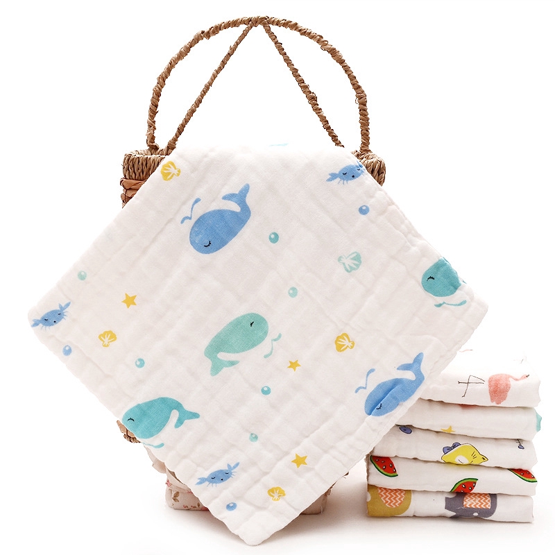 Khăn Vuông Cotton   Lớp In Họa Tiết Hoạt Hình Cho Bé
