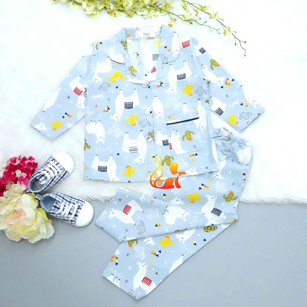 Đồ Bộ Mặc Nhà &quot;Cừu - Xương Rồng&quot; Pijama Kate Thái Quần Dài - Cho Bé 8-38kg.