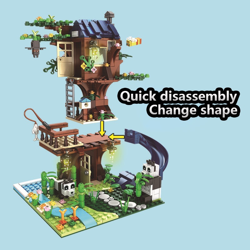 Bộ 706 khối mô hình lắp ghép SLUBAN hình ngôi nhà cây thế giới mini giáo dục cho trẻ em minecraft