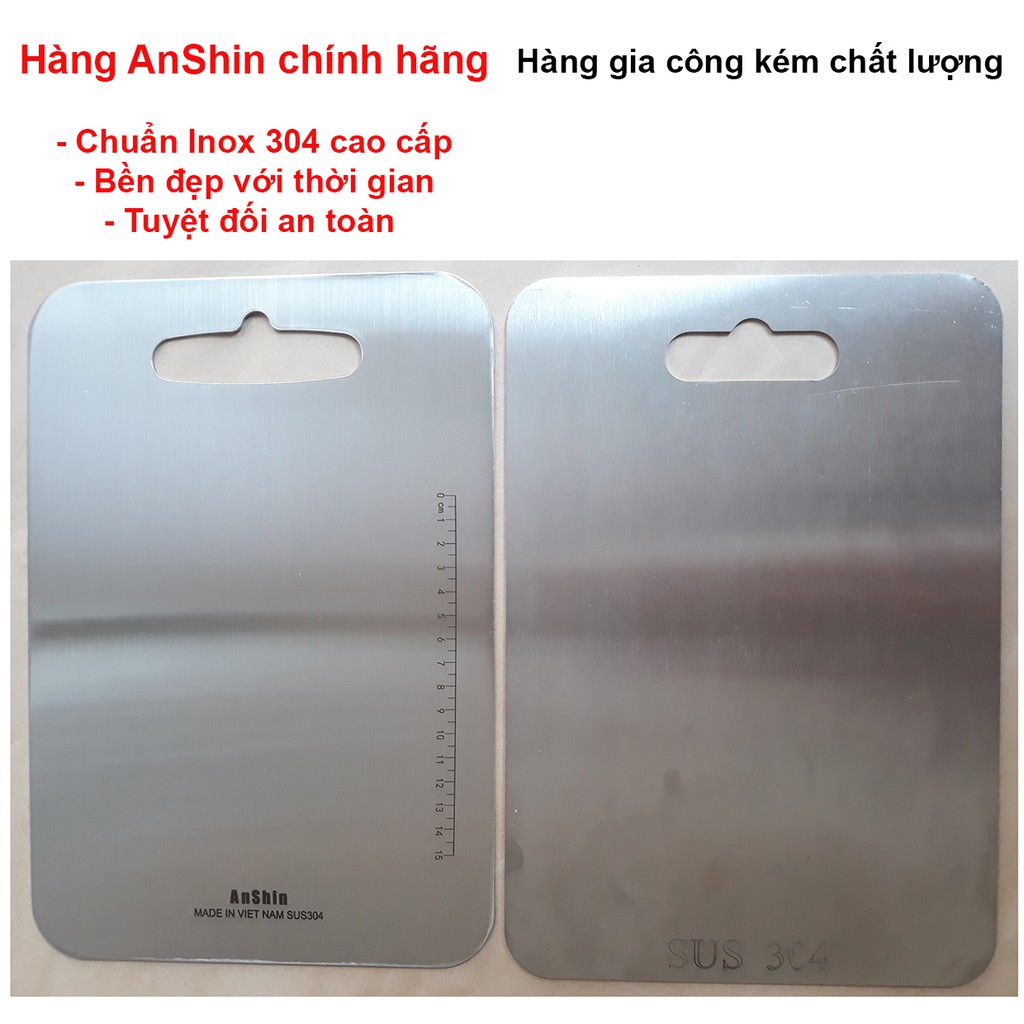 Thớt Inox 304 cực lớn 46x30cm - chính hãng AnShin Made in Viet Nam