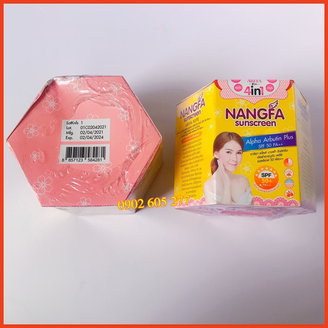 [Hàng chính hãng] Kem Chống Năng Dưỡng Da Nangfa Sunscreen Ariya 4in1 SPF 50++ Plus Hộp Lớn Thái Lan 20gr