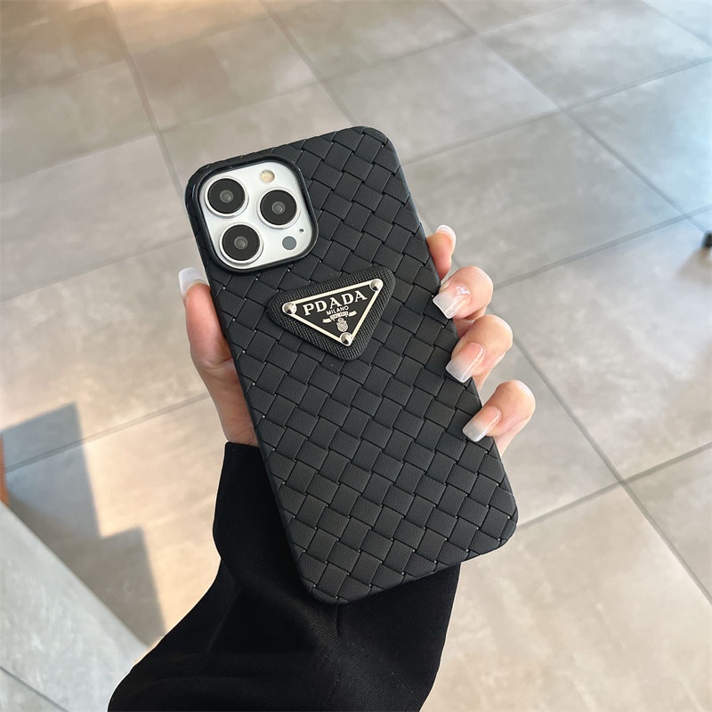 Simple Woven Prada For IPhone 13 14 12 11 Pro Max 13Pro 14plus Phone Case for IPhone 12Pro Xs Max Xr Discoloration Border Phone Cases Back Cover