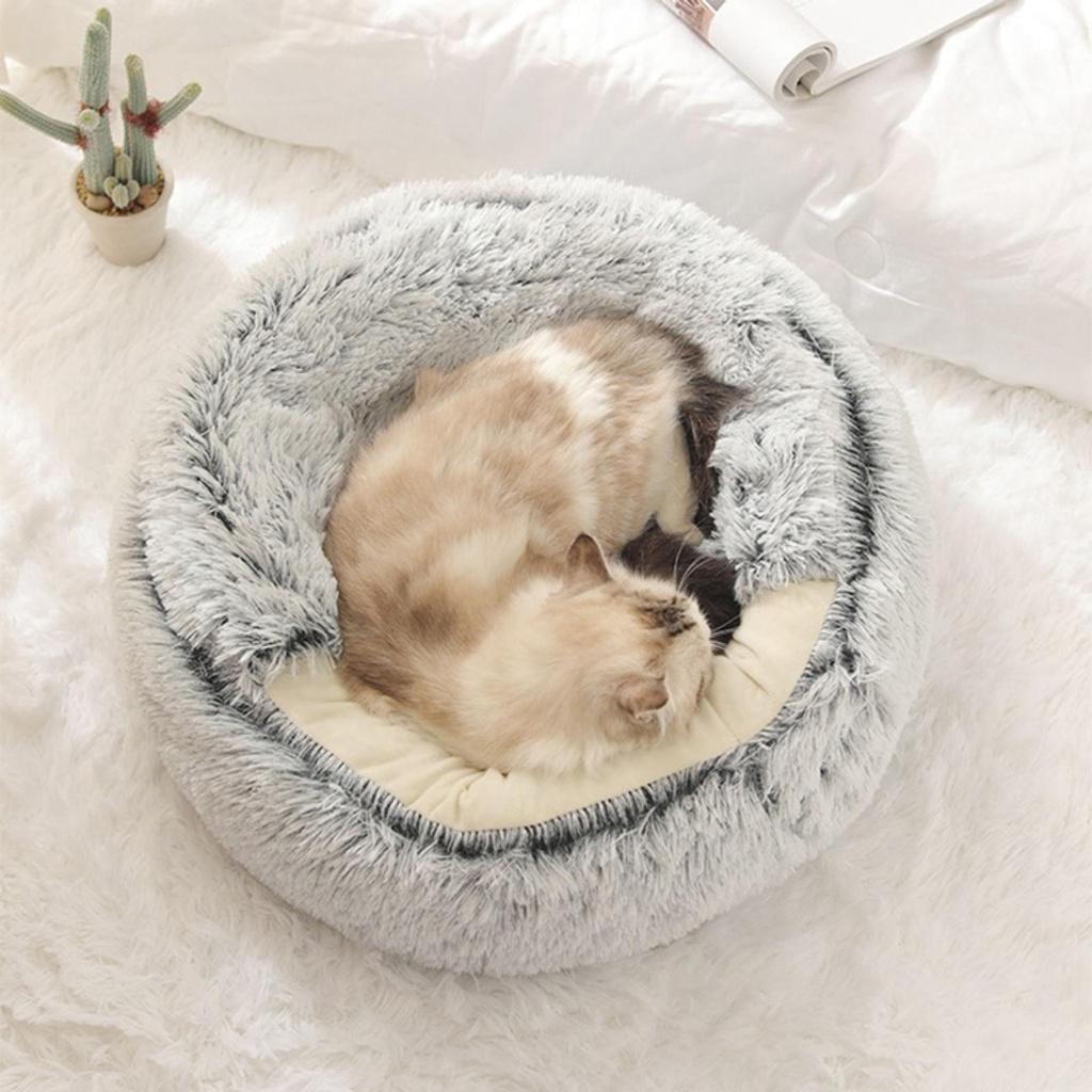  Động Burrowing Cát Trùm Đầu Giường Donut Cho Chó Mèo Faux Fur Cuddler Vòng Thoải Mái Tự Ấm Áp Trong Nhà Ngủ Giường-168
