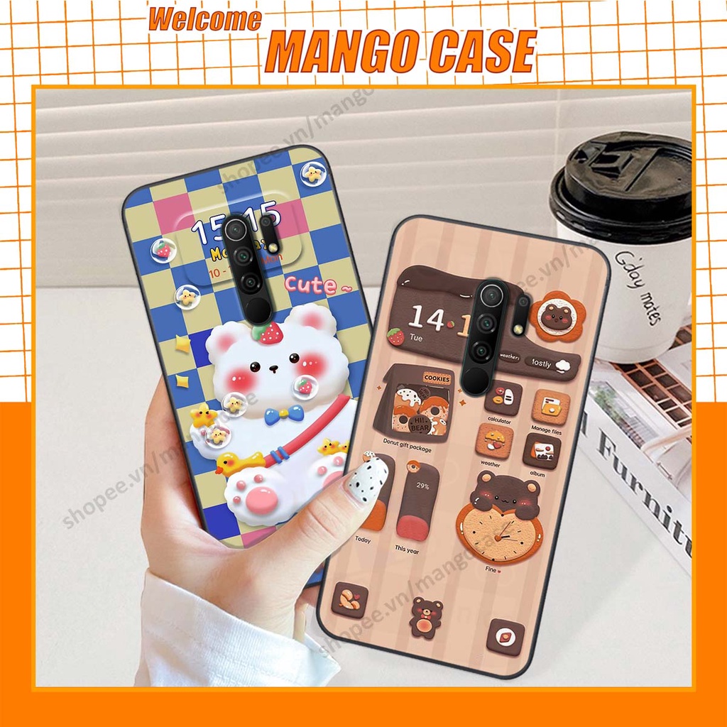 Ốp lưng Xiaomi Redmi 9 hình gấu, thỏ, đồng hồ cute dễ thương