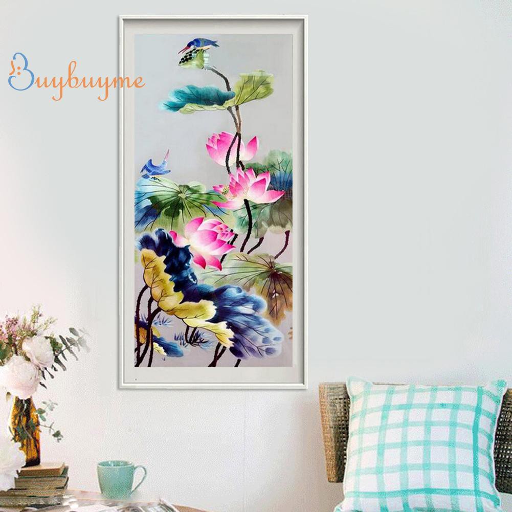 Bộ tranh đính đá 5D tự làm hình hoa sen đẹp mắt | BigBuy360 - bigbuy360.vn