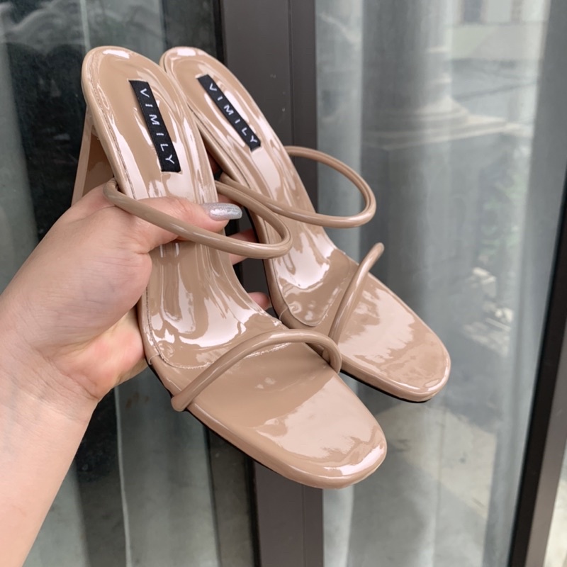GUỐC CAO GÓT 9phân 2DÂY MẢNH,SANG CHẢNH 3 MÀU TRẮNG ĐEN NUDE