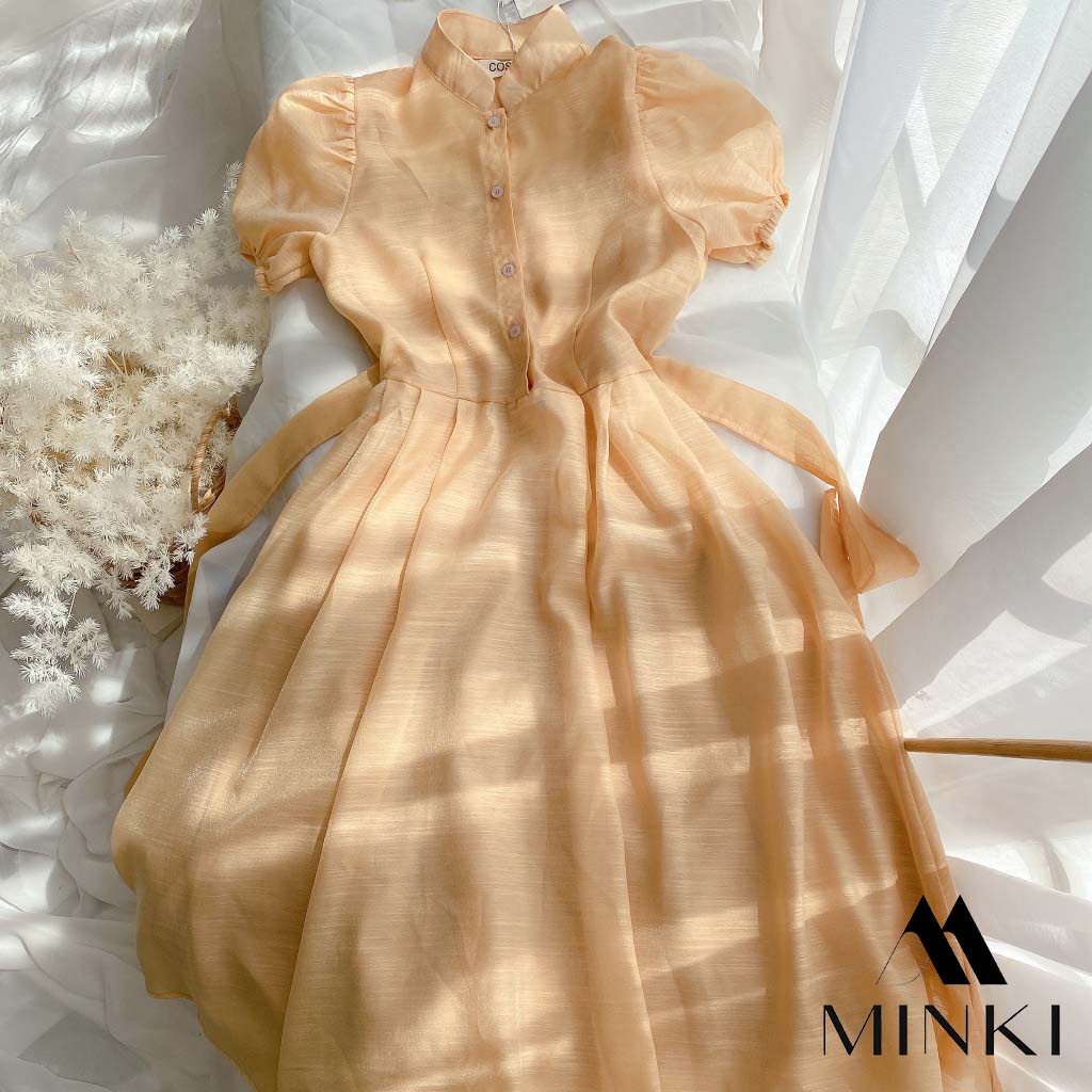 🌸 ĐẦM NUDE CỔ TRỤ TAY BÚP - CHẤT LIỆU CAO CẤP - MÀU NUDE TIỂU THƯ | BigBuy360 - bigbuy360.vn