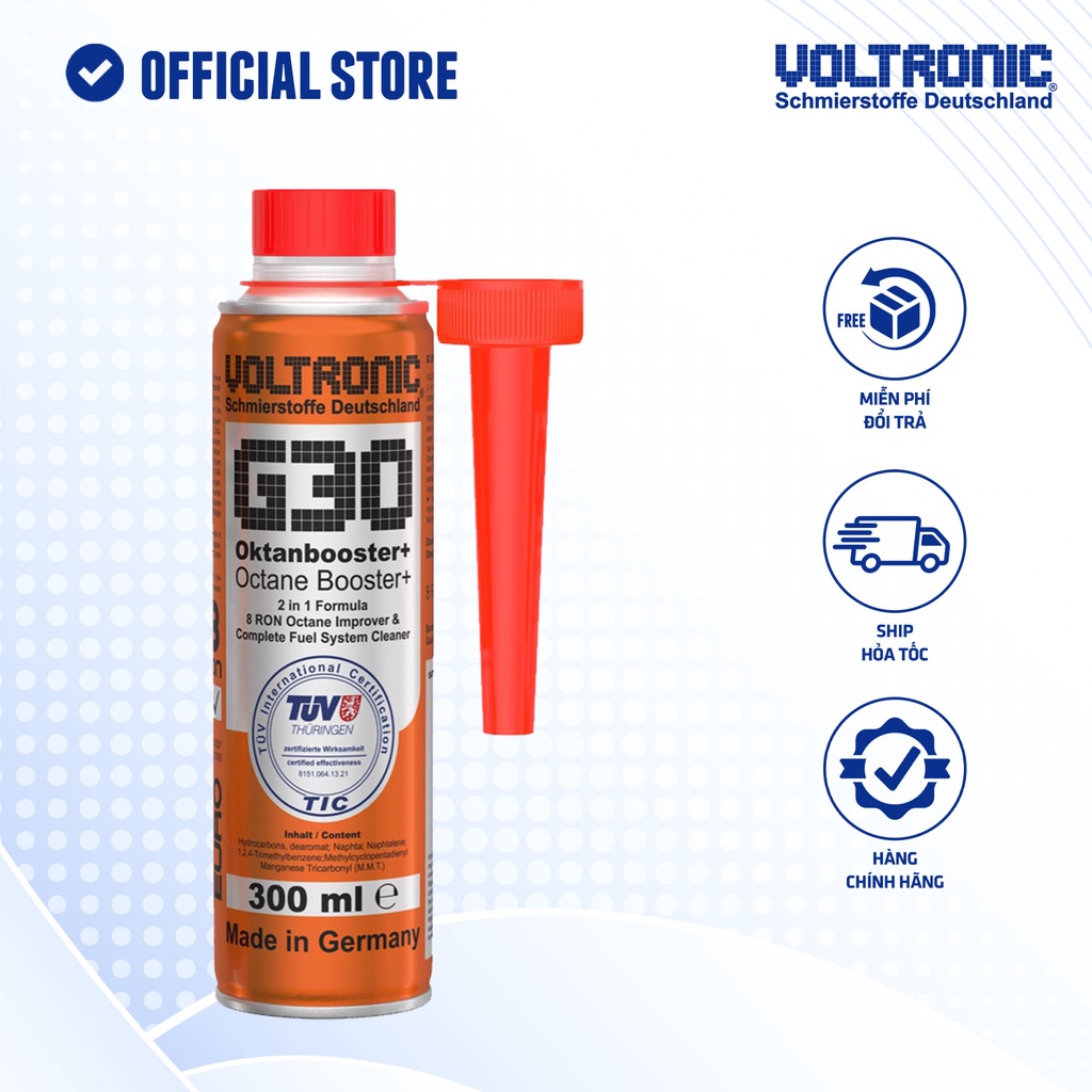 Phụ gia vệ sinh hệ thống xăng và tăng octane nhập khẩu đức VOLTRONIC g30 octane booster+