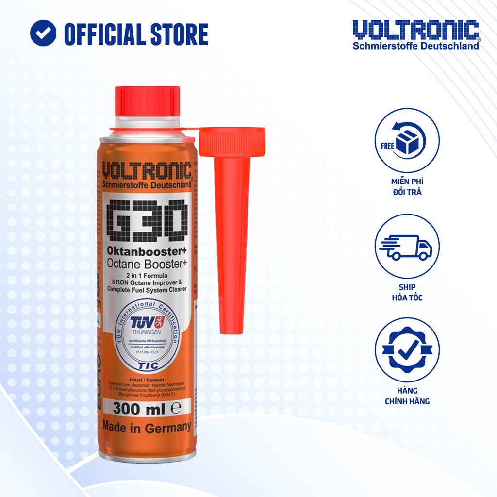 Phụ gia vệ sinh hệ thống xăng và tăng octane nhập khẩu đức VOLTRONIC g30 octane booster+