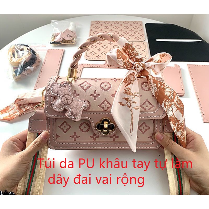 Túi đeo chéo dạng hộp đan in hình chất liệu thủ công DIY Quai đeo vai bản rộng túi đeo vai cầm tay