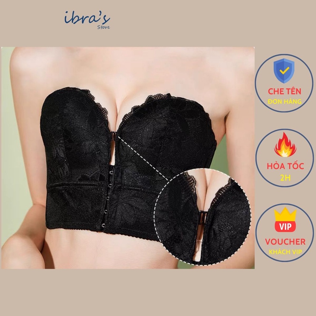 Áo Nâng Ngực Không Dây iBRA's Tạo Khe Sexy Chống Tuột Áo Lót Không dây cài trước viền Ren Gọng Sườn gợi cảm A16