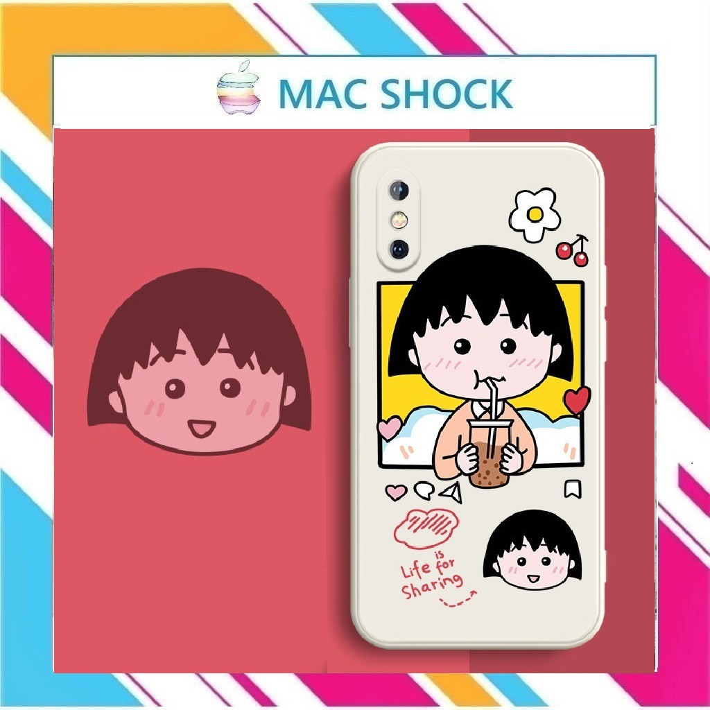 Ốp lưng viền vuông IP Maruko Chan Kute 7plus/8 plus/xs/11/11 promax/12 pro/12 promax