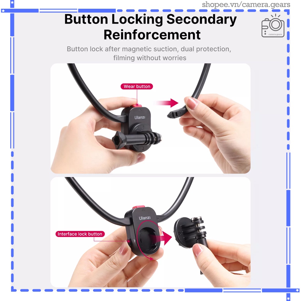 Ulanzi Go Quick 2, vòng đeo cổ cho gopro, điện thoại và các loại action cam khác