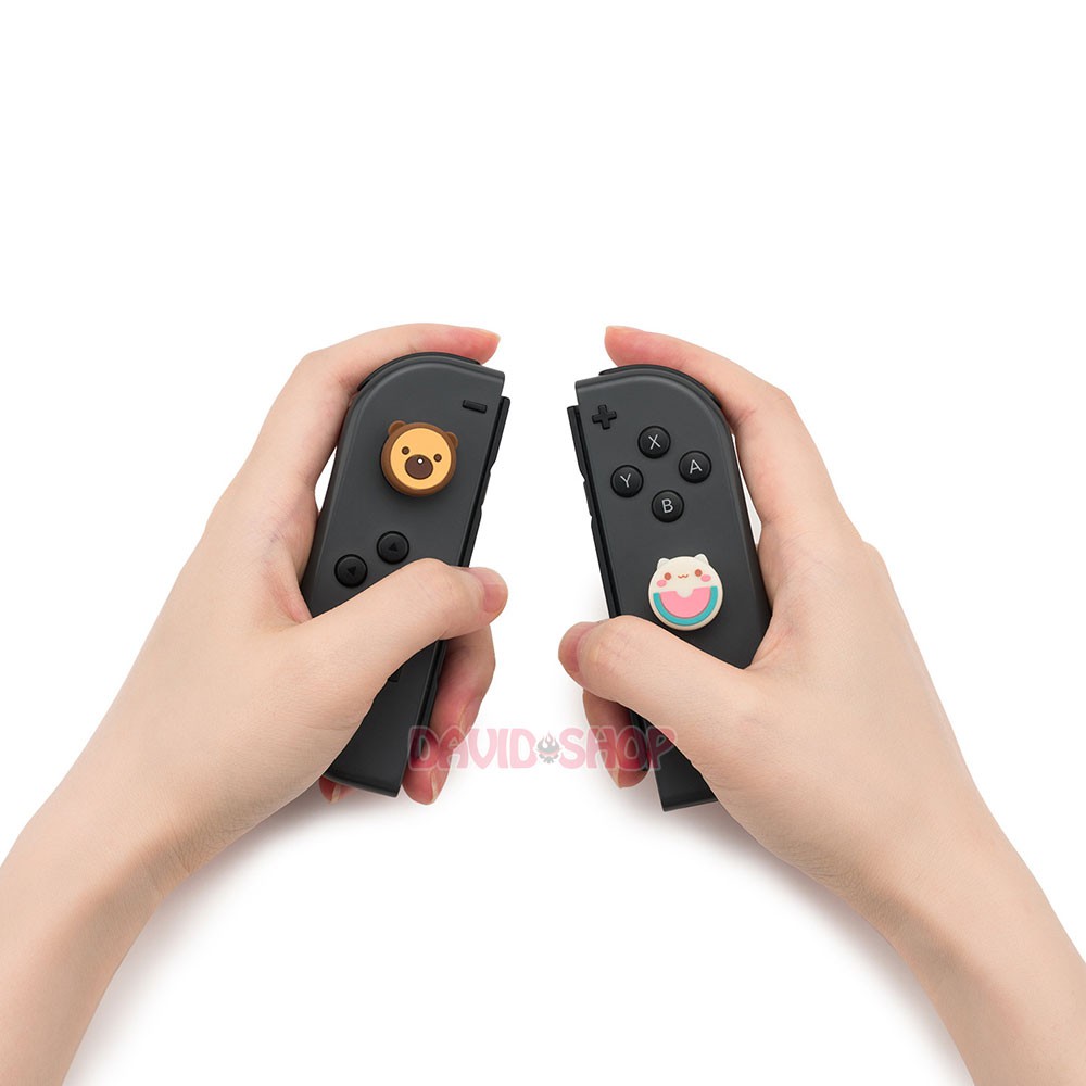 Núm bọc analog Gấu Mèo &amp; Mèo Dưa Hấu hãng Geekshare cho Joy-Con - Nintendo Switch / Nintendo Switch Lite