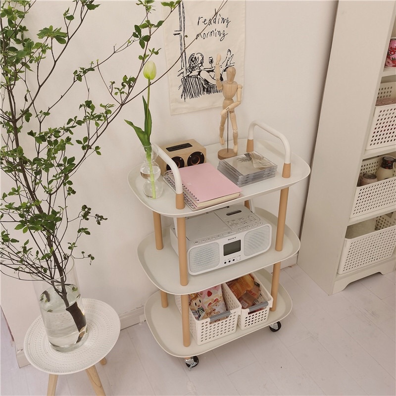 Kệ xe đẩy 2-3 tầng đựng đồ đa năng - Decor phòng khách, phòng ngủ- Phong cách Hàn Quốc