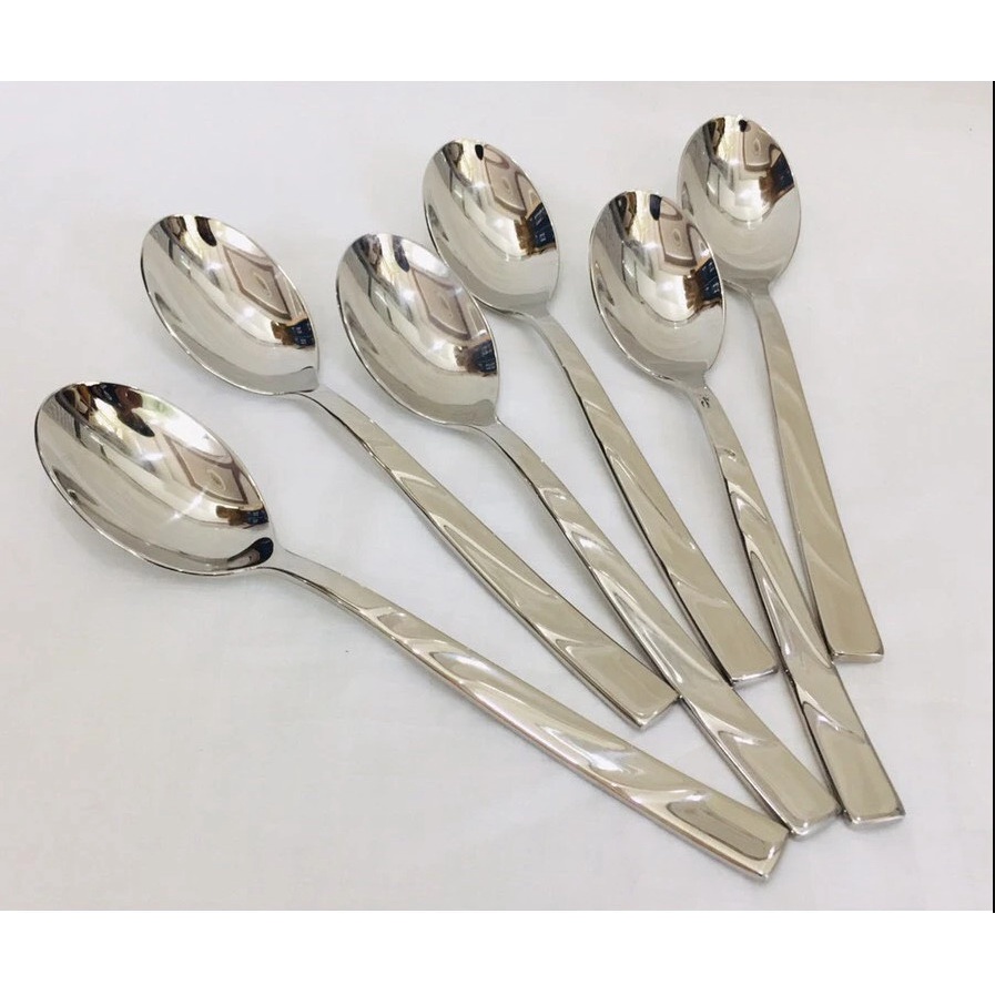 Set Bộ 6 Thìa Ăn Cơm Inox Dày Cao Cấp, Đuôi Tròn, Mài Bóng Cạnh Dành Cho Nhà Hàng, Khách Sạn-  Gia Dụng Nhật TC