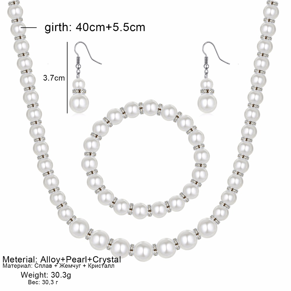 Set Dây Chuyền + Khuyên Tai + Vòng Tay Đính Hạt Tròn Thời Trang Dành Cho Nữ
