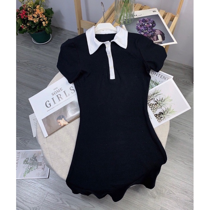 Váy polo body đen cá tính