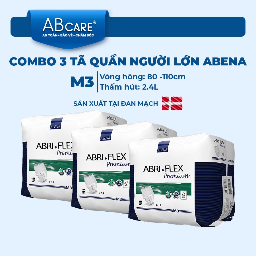 Tã quần người lớn, người già, sau sinh ABENA ABRI FLEX PREMIUM thấm hút 1400-2400ml nhập khẩu Đan Mạch