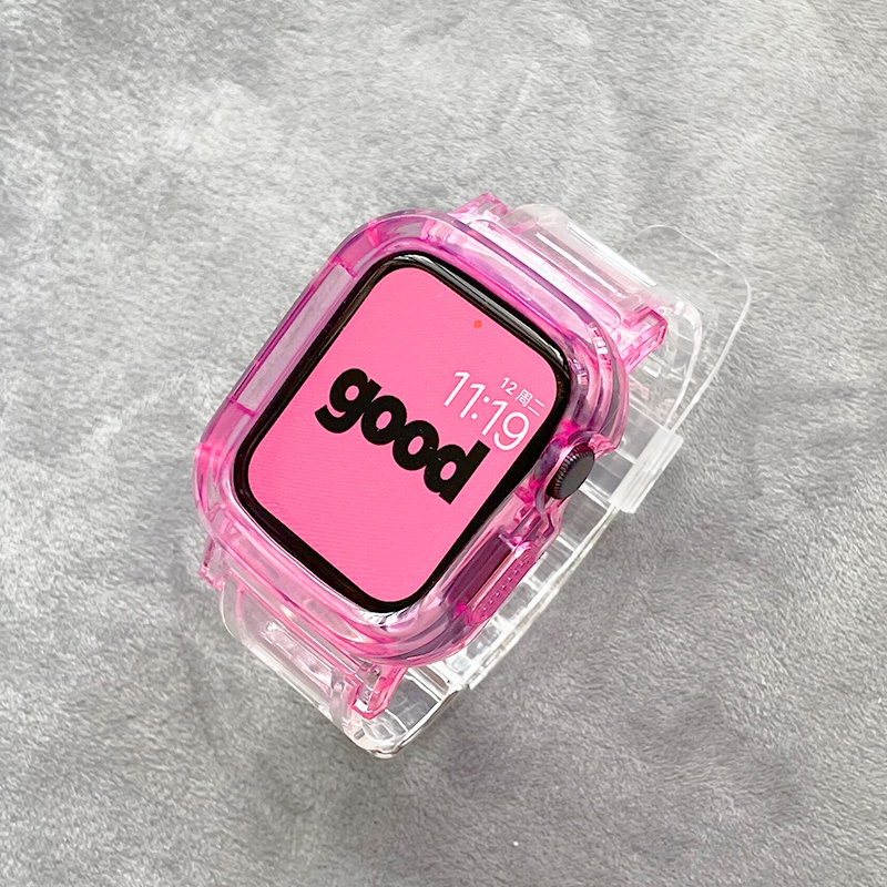 Dây Đeo Đồng Hồ 2 Trong 1 Bằng Silicone Mềm Màu Gradient Cho iWatch 45mm 44mm 40mm 41mm 42mm 38mm iWatch series 7 6 SE 5 4 3 2 1