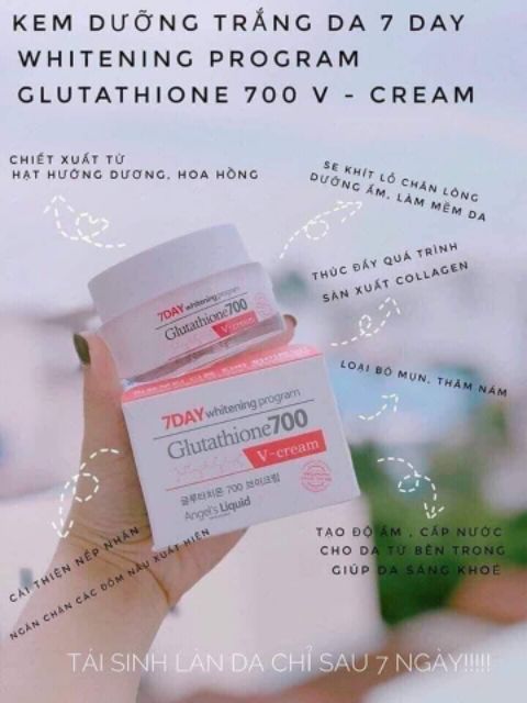 KEM DƯỠNG TRẮNG DA 7 DAY WHITENING PROGRAM GLUTATHIONE 700