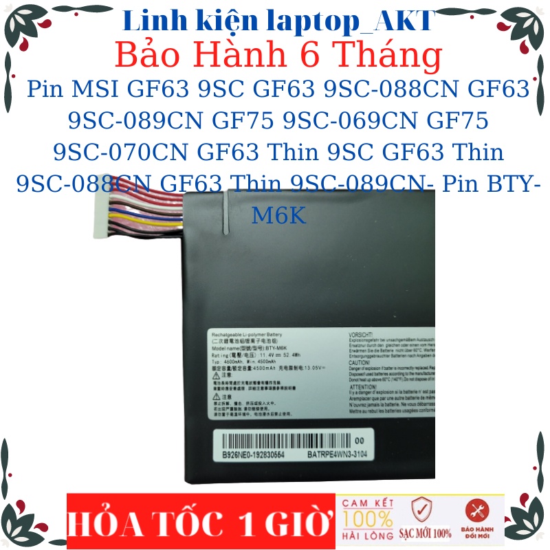 Pin laptop MSI GF63 9SC GF63 9SC-088CN GF63 9SC-089CN GF75 9SC-069CN GF75 9SC-070CN GF63 Thin 9SC GF63 Thin 9SC-088CN